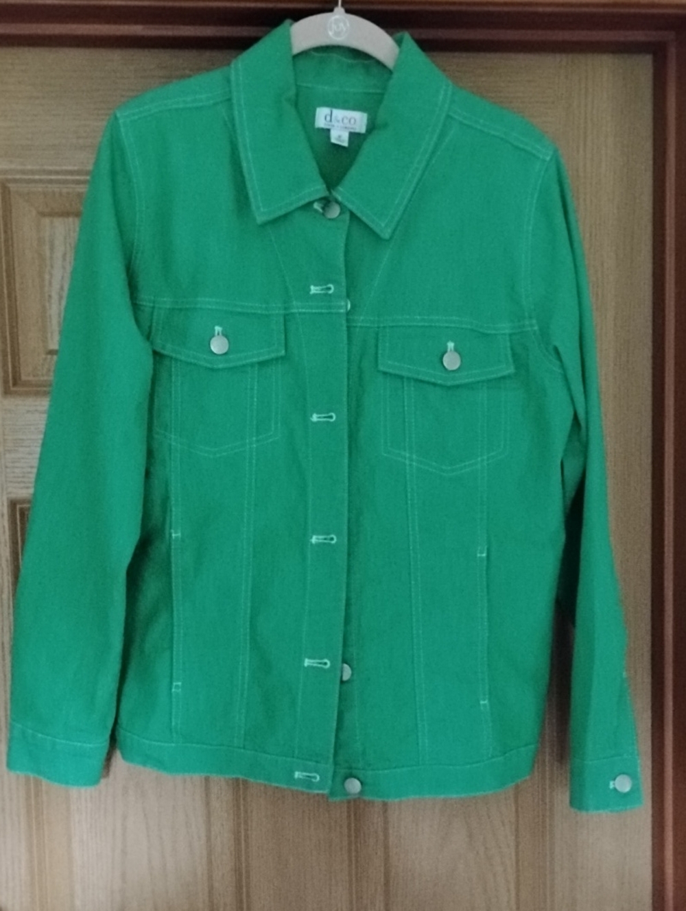 Denim&Co Green Women's Button-Front Jean Jacket Medium